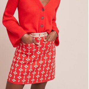 Floral Red and Cream Skirt